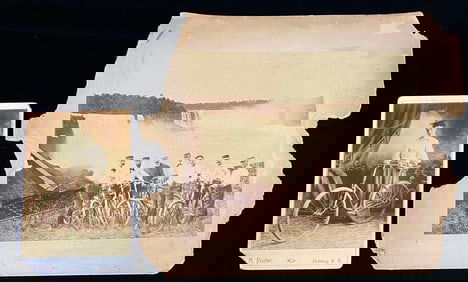 A Pair of Late 19th / Early 20th Century Photographs, Including Niagara Falls with Bicyclists