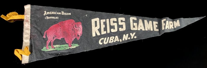 Vintage Reiss Game Farm Cuba New York American Bison Felt Pennant