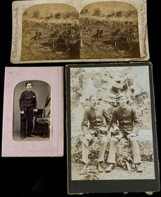 Three Photographic Items: A Civil War Stereoview, Carte de Visite, and Military Cabinet Card