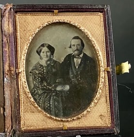 Mid-19th Century Leather-Cased Ambrotype of a Couple