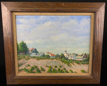 American Landscape Village Scene, Signed Rob. S. Stanley, Dated 1936