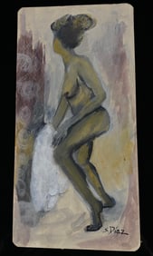 Semi-Abstract Nude Figure, Signed S. Diaz