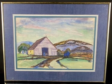 Bernard Gussow N.A. (1881-1957), 'Jackson's Barn,' Mixed Media Landscape