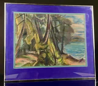 Attributed to Bernard Gussow (1881-1957), 'A Tropical Corner', Pastel and Crayon Drawing