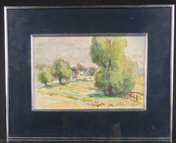 Bernard Gussow (1881-1957), 'Maine Farm', Watercolor