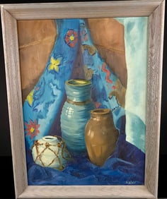 Mid 20th Century Modern Still Life with Three Vessels, Signed Slater