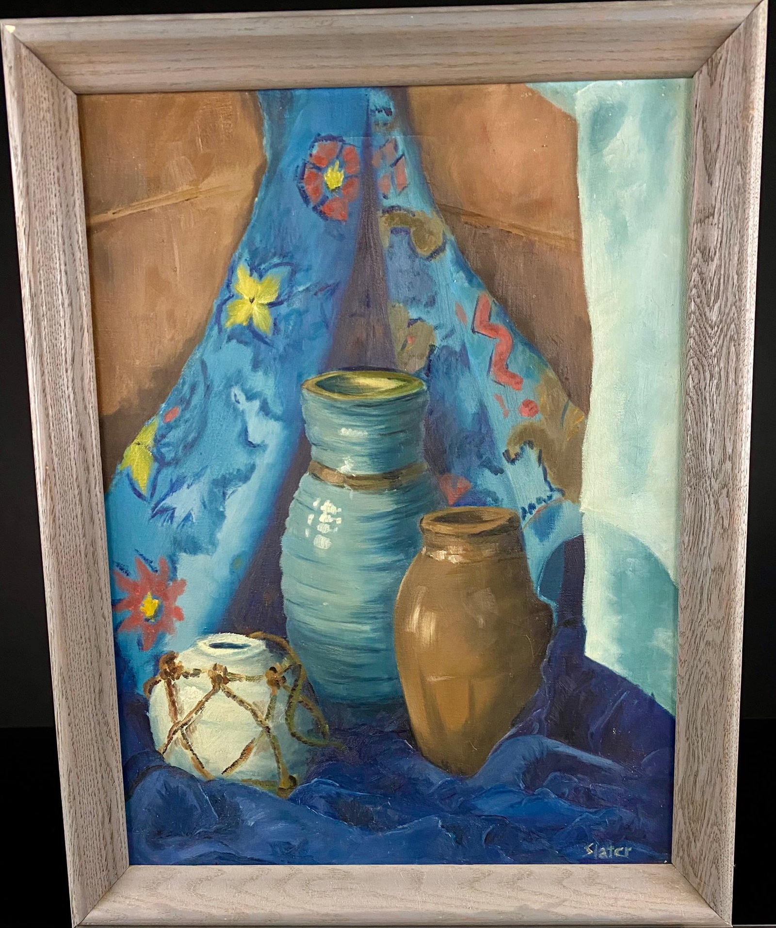 Mid 20th Century Modern Still Life with Three Vessels, Signed Slater (1 of 4)
