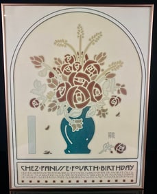 A David Lance Goines 'Chez Panisse Fourth Birthday' Poster, 1975