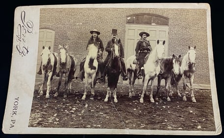 Mid-to-Late 19th Century Carte de Visite of Three Men on Horseback, York, PA