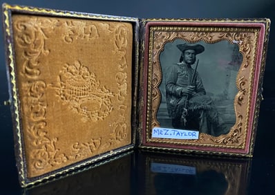 Mid-19th Century Ambrotype or Tintype of Identified Frontiersman 'Mr. Z. Taylor'