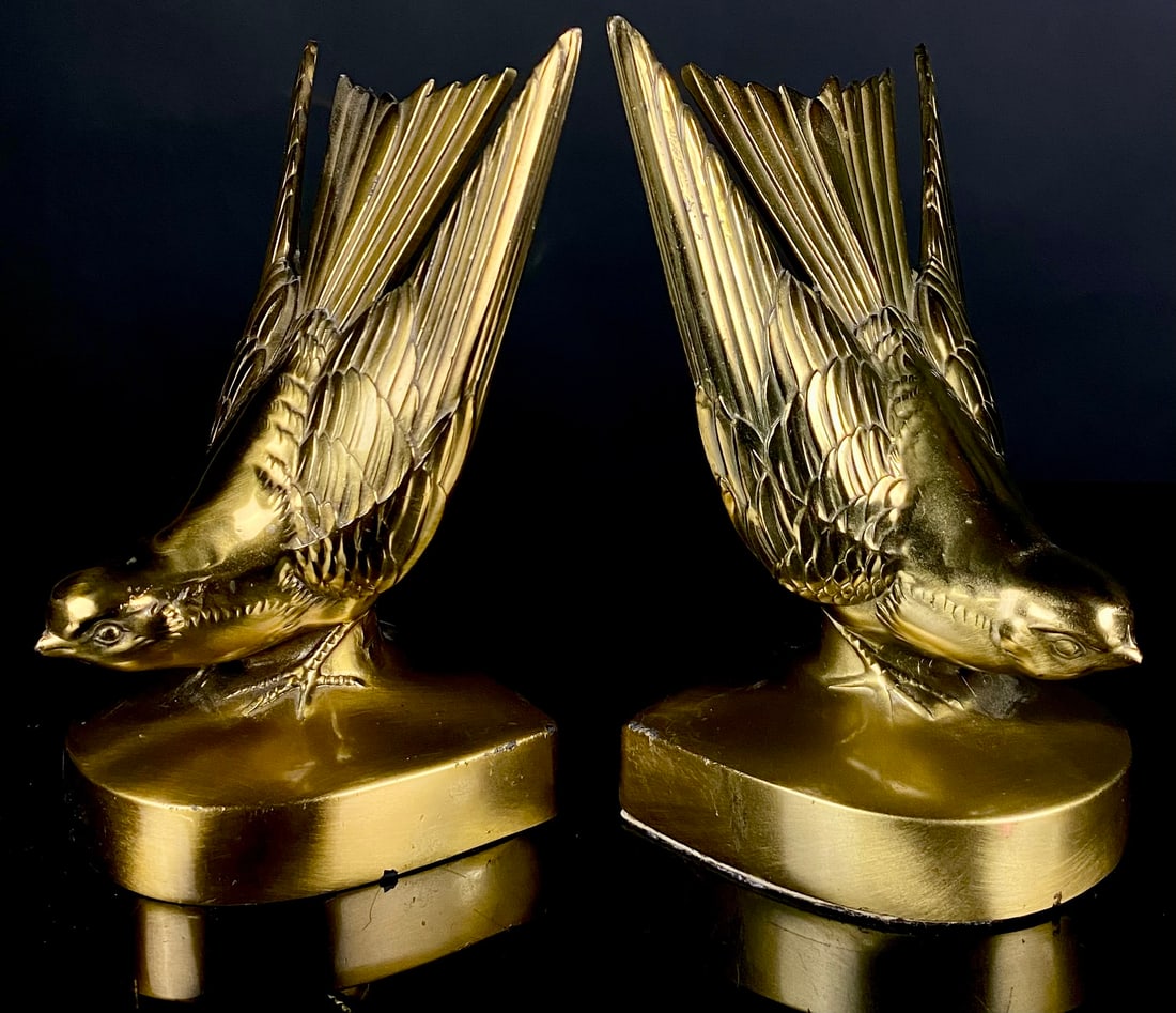 A Pair of PM Craftsman Brass Swallow Bookends, Model 402B (1 of 7)