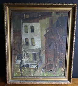 An Early 20th Century Cityscape Oil on Canvas, Framed