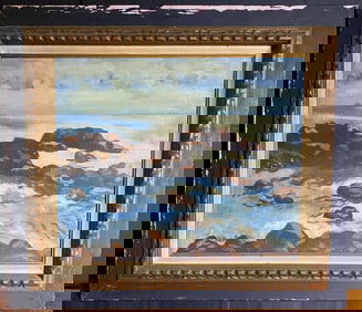 Mary Yanchok (20th Century) Rocky Seascape Oil on Canvas