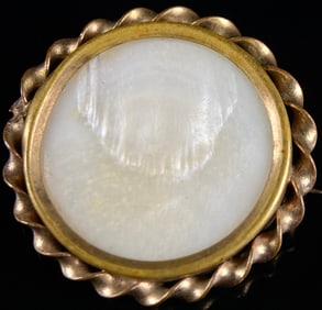 Vintage Mother-of-Pearl and Gold-Tone Brooch