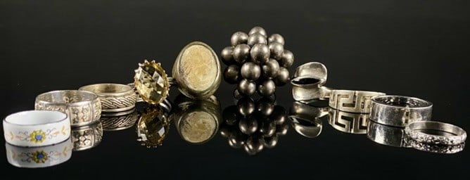 A Collection of Estate and Vintage Rings, Sterling Silver