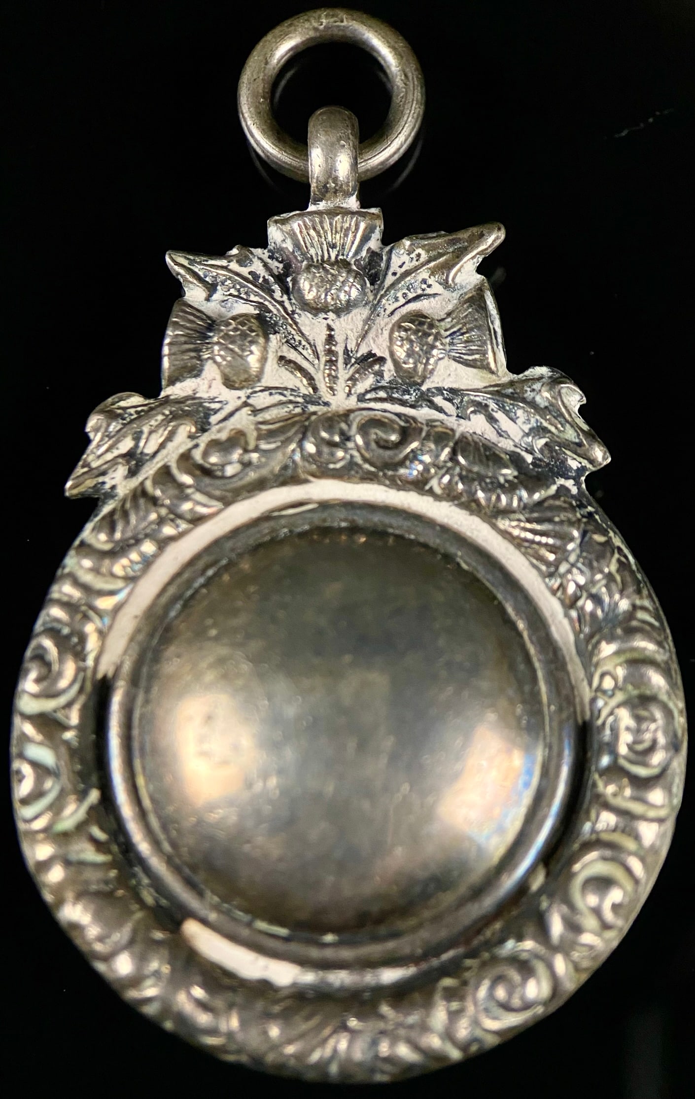 An English Sterling Silver Fob Medal by W.A. Adams Ltd., featuring a Scottish Thistle Design (1 of 5)