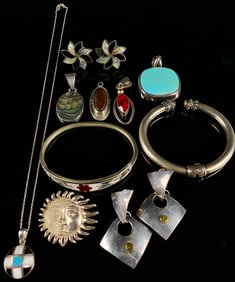 A Collection of Mexican Sterling Silver and Multi-Stone Jewelry 3.7 Ozt