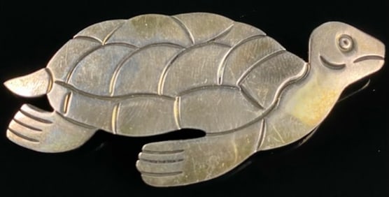 Vintage Sterling Silver 925 Mexico Taxco Hawaiian Sea Turtle Brooch