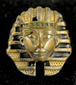 Vintage Erwin Pearl Egyptian Revival Pharaoh King Tut Black Enamel Costume Ring