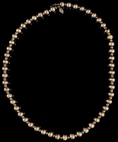 Vintage Graduated Sterling Silver Textured Bead Necklace