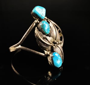 Navajo Sterling Silver Turquoise Cuff Bracelet by Yazzie