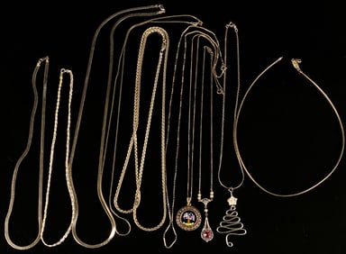A Collection of Modern Sterling Silver and Gold-Plated Sterling Silver Necklaces and Pendants