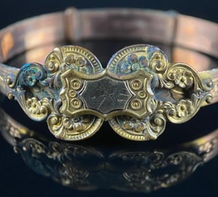 Late Victorian Brass and Copper Hinged Bracelet