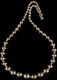 2 Ozt Sterling Silver Graduated Bead Necklace
