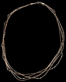 Attributed Carolyn Pollack Sterling Liquid Silver Five Strand Necklace