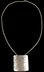 Silpada Sterling Silver Hammered Square Pendant Necklace 1 ozt