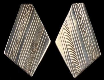 A Pair of Art Deco Style Sterling Silver Earrings, Marked Will Dentendale