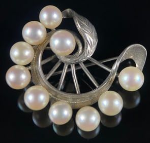 Pearl and Sterling Silver Brooch