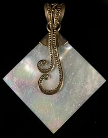 Mother-of-Pearl and Sterling Silver Scroll Pendant