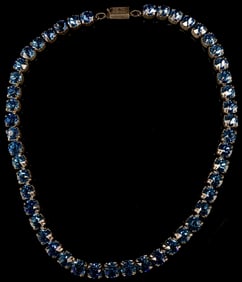 Sterling Silver Blue Paste Rivi?¨re Necklace