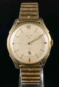Vintage Elgin Men's Gold-Tone Wristwatch with Speidel Expansion Bracelet