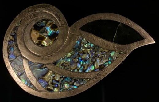 Vintage Mexican Taxco Sterling Silver Abalone Brooch Pin (1 of 4)