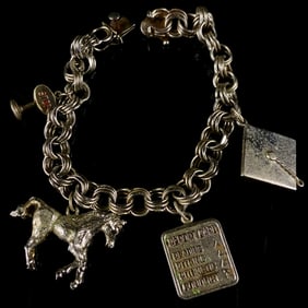 Vintage Sterling Silver Charm Bracelet with Equestrian and Commemorative Charms