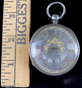 An English Victorian Sterling Silver Fusee Pocket Watch by Daniel Gallegowski, Sunderland