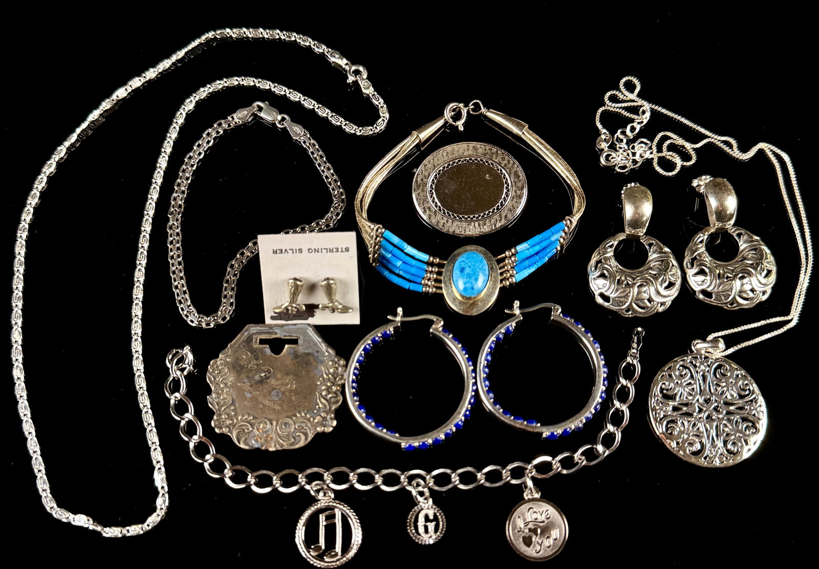 A Collection of Vintage Sterling Silver Jewelry 1.7 Ozt (1 of 16)