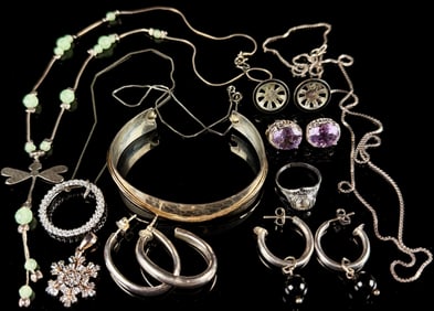 A Collection of Sterling Silver Jewelry