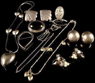 A Collection of Sterling Silver Jewelry, including Georg Jensen