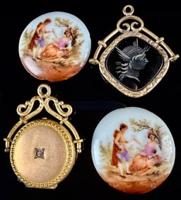 A Group of Early Victorian Gold-Toned Jewelry Components and Pendants