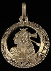 A Sterling Silver Egyptian Revival Cleopatra Pendant