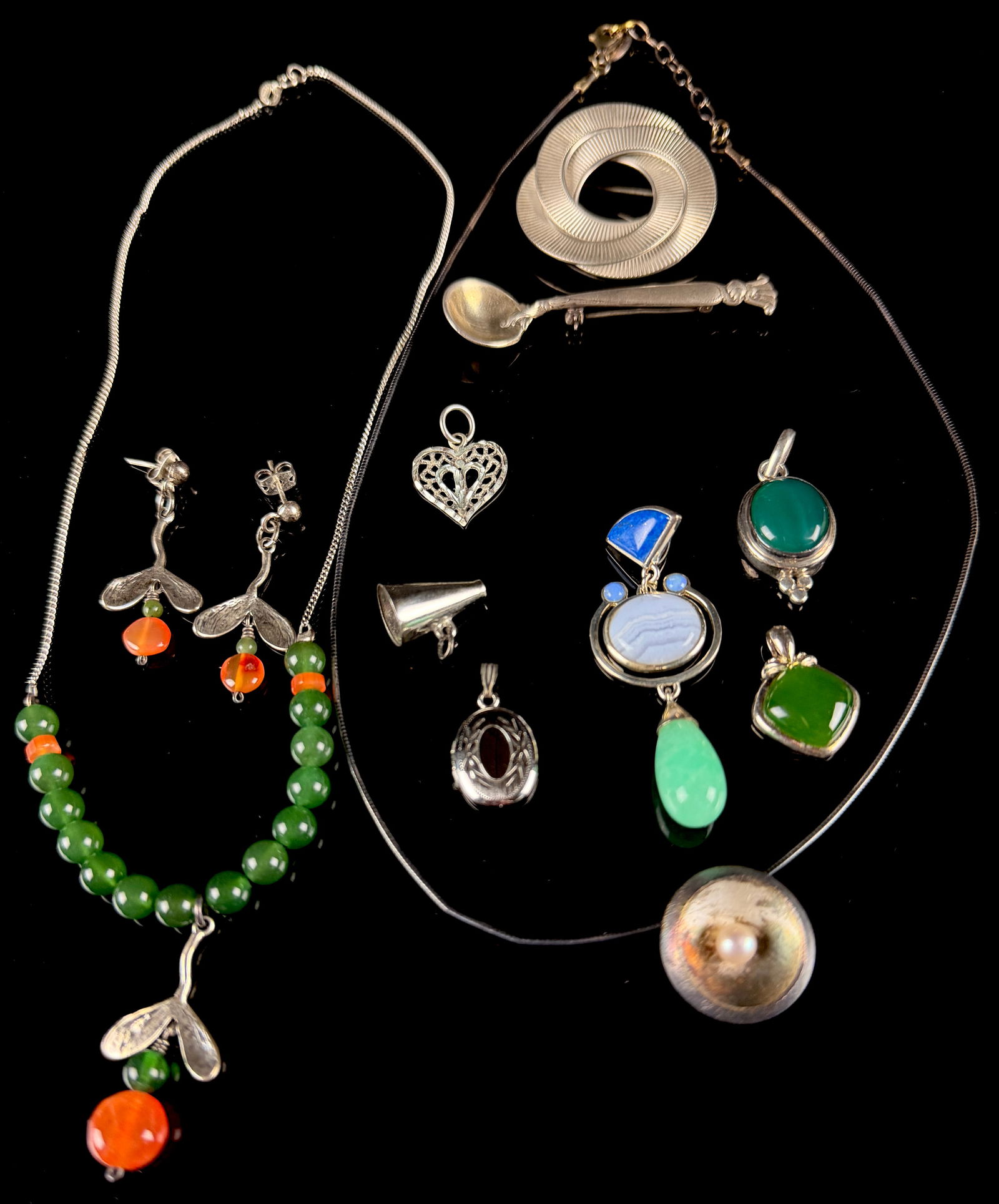 A Collection of Sterling Silver and Gemstone Jewelry, including a Whitney Kelly Multi-Stone Pendant (1 of 16)