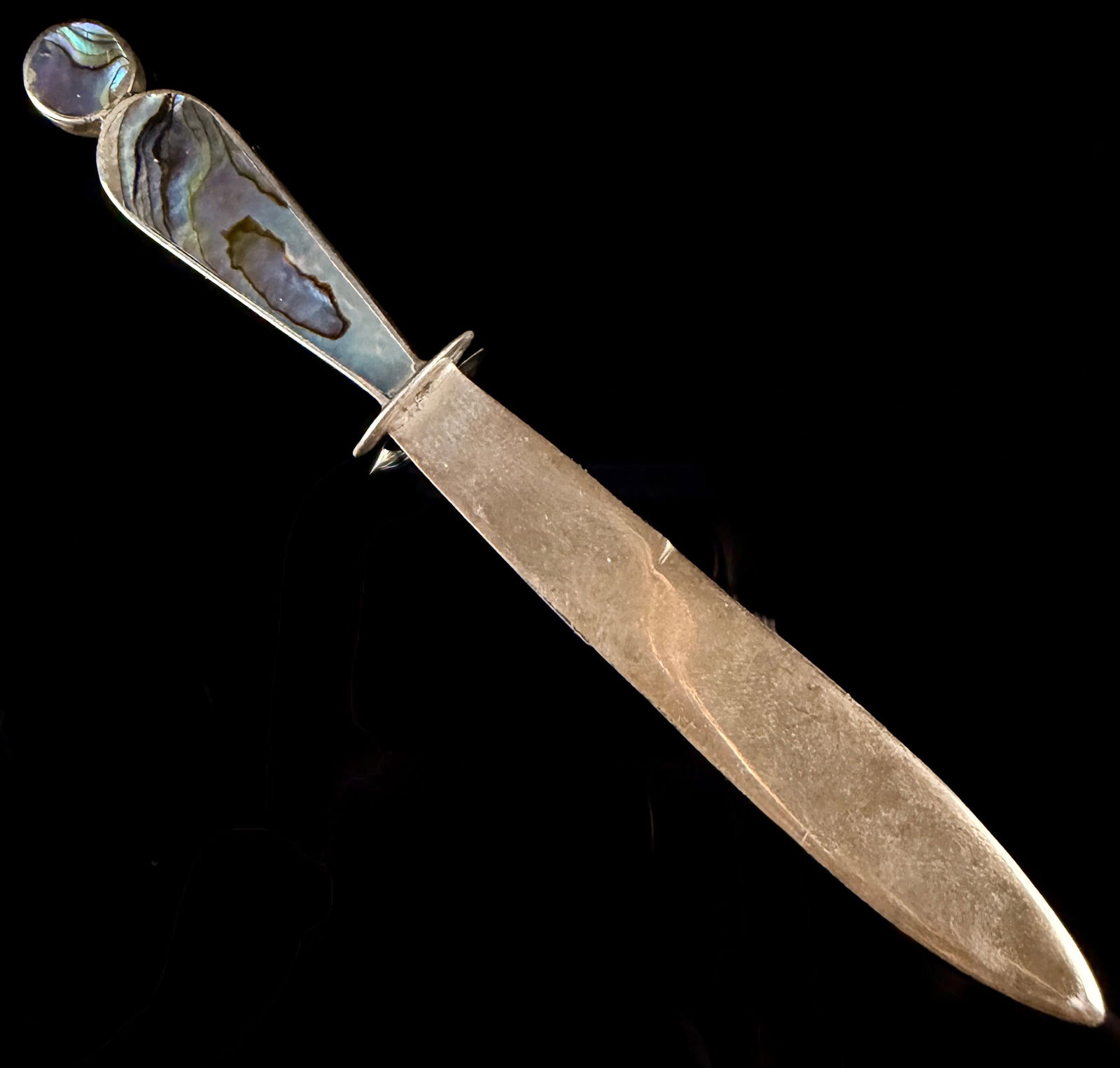 A Mexican Sterling Silver and Abalone Bowie-Style Knife, Taxco, MT (1 of 6)