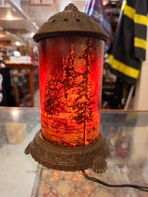 Vintage Scene-in-Action Forest Fire Motion Lamp