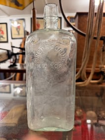 Antique Embossed 'FIREPROOFING NEW YORK' Glass Bottle, Late 19th/Early 20th Century