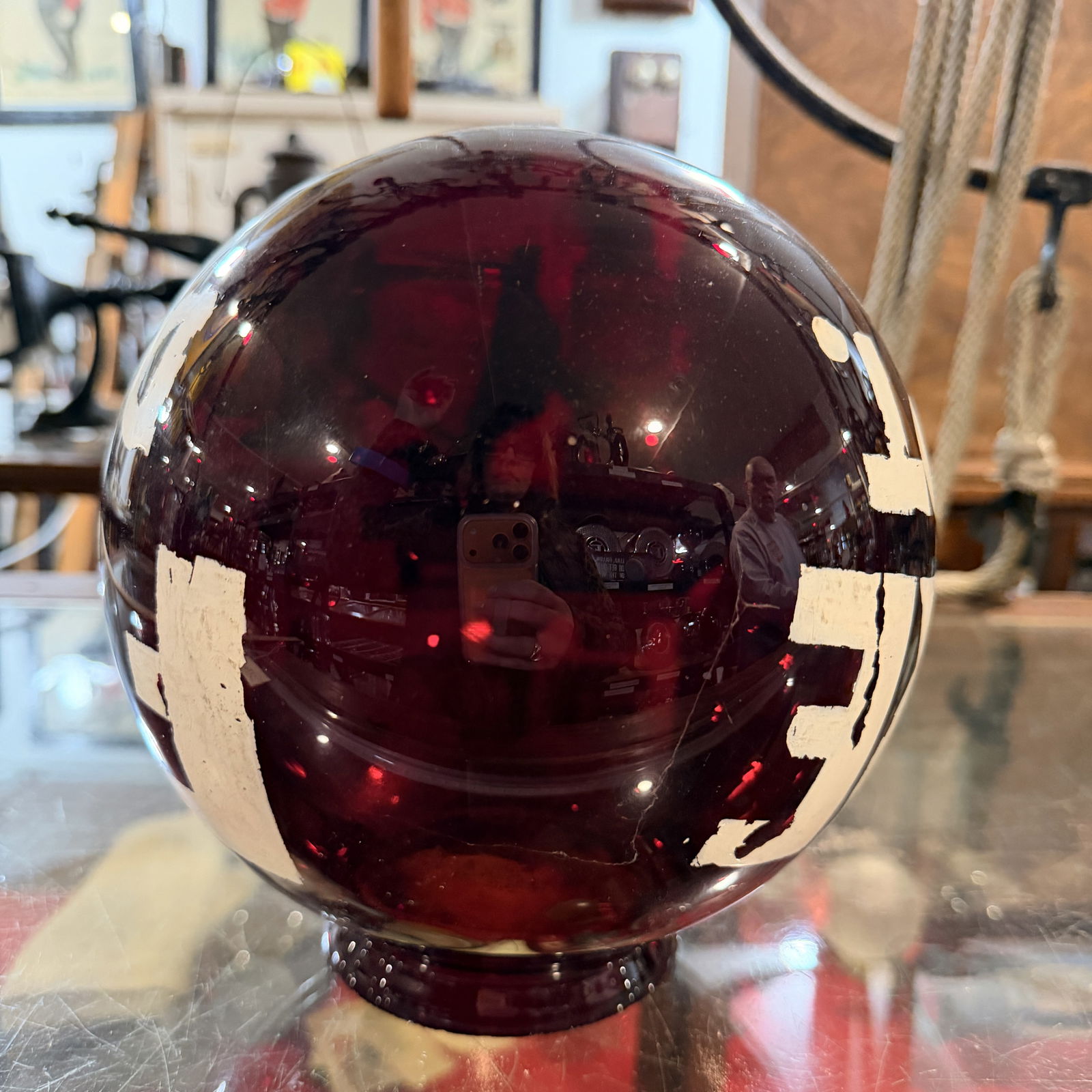 Vintage Ruby Glass 'FIRE DEPT' Fire Light Lens - 4