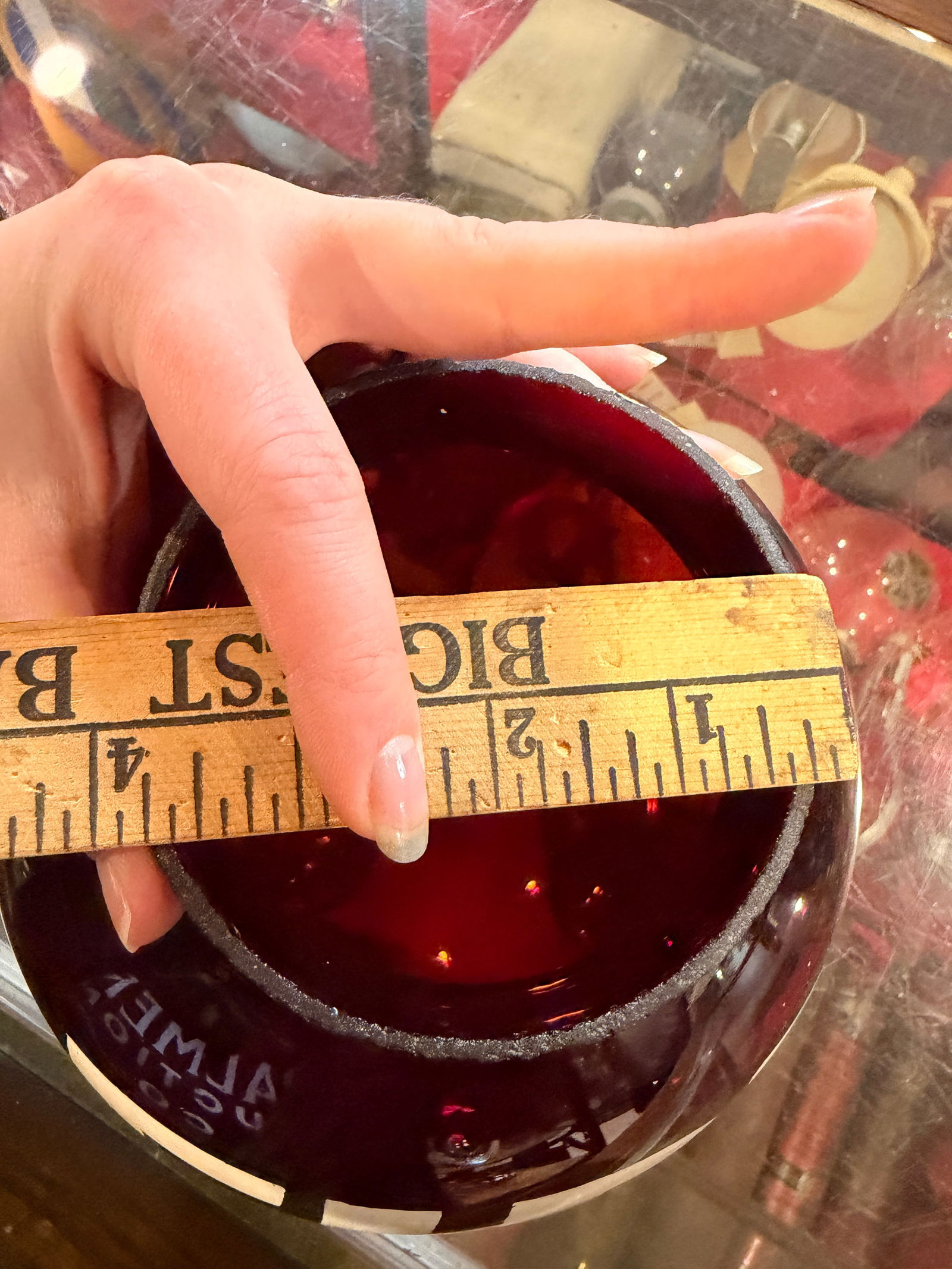 Vintage Ruby Glass 'FIRE DEPT' Fire Light Lens - 7