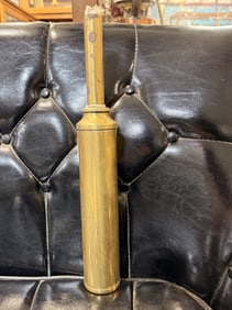 A Vintage Brass Steamer Cylindrical Oil Lamp or Torch
